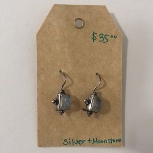 Earrings: moonstone and sterling silver marked .925
